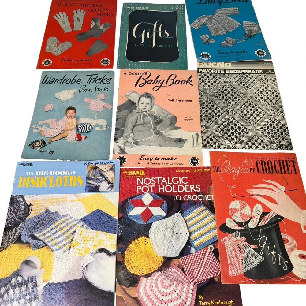 Vintage Knit Crochet Pattern Booklet Lot 33 Star Book Leisure Arts Coats Clark